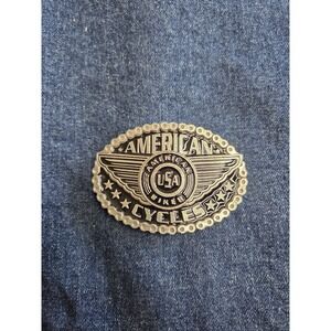 American Cycles USA Enamel Motorcycle Belt Buckle - Made in USA